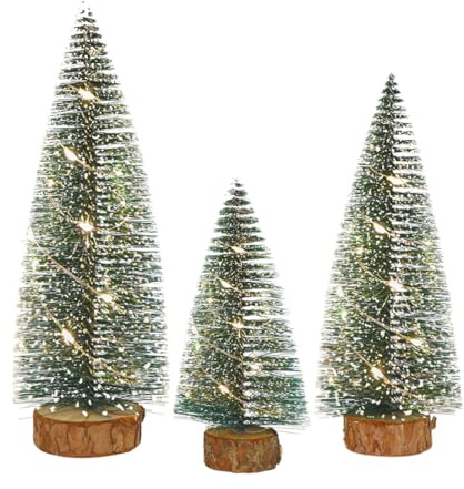 3 Stück Mini Weihnachtsbaum mit Beleuchtung, LED Tannenbaum Klein, Tisch Weihnachtsbaum mit Licht als Hause, Büro Deko für Weihnachten
