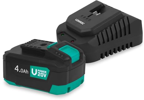 VONROC VPower 20V Kit de Démarrage – Batterie Lithium-ION 4.0Ah + Chargeur Double Rapide | Compatible Multi-Outils | Idéal pour Bricolage Intensif et Projets Longue Durée