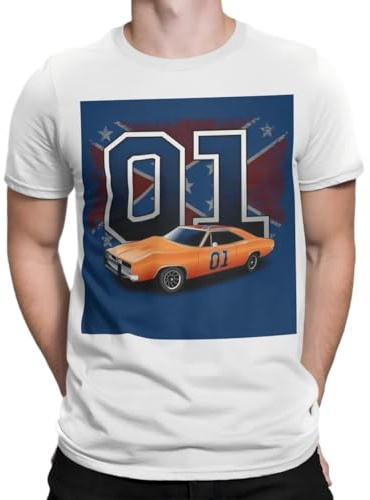Dukes of Hazard T-Shirt General lee car tv Show Tee 01 Retro Movie 70s 80s Gift White