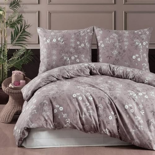 ZIRVEHOME Bettwäsche 135x200 cm. 4-teilig Set 100% Baumwolle Bettbezug 135x 200cm Kissenbezug 80x80cm Renforcé Bettwäsche-Sets 135x200 mit Reißverschluss, Polina