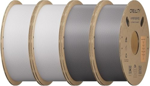 Creality Hyper-ABS Filament Bundle, 4 kg, 3D-Drucker filament ABS, für Hochgeschwindigkeitsdruck bis 350 mm/s, hohe Schlagfestigkeit, keine Fädenbildung oder Verstopfung (2×Weiß+2×Grau)