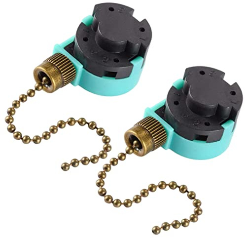 Ceiling Fan Pull Chain Switch 3 Speed 4 Wire Speed Control Switch for Lamp Light Bronze 2Pcs, Zipper