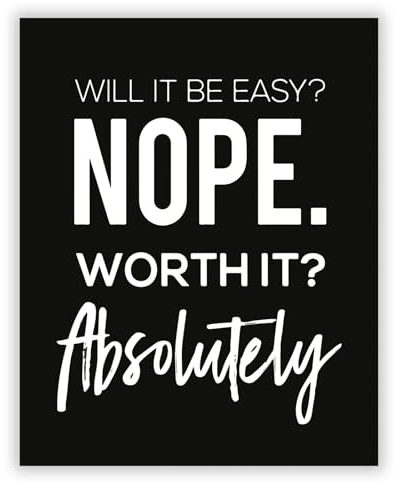 Druck-Palast Will it be easy? Nope. Worth it? Absolutely. Motivationsposter - 40x50cm - Kunstdruck - Wohnzimmer Büro - Modern Minimalistisch - Hochwertiger semimatter Druck - Wanddeko für junge