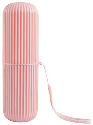 DOITOOL Pink Plastic Toothbrush Storage Box Travel Tooth Brushing Cup
