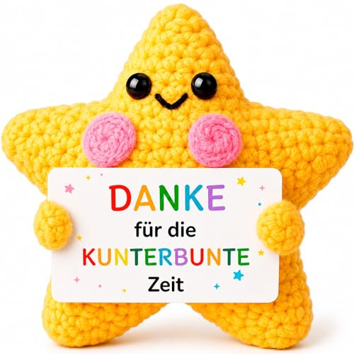 Handgehäkelter Positive Star Für Erzieherin Geschenk, Erzieherin Mit Herz ﻿ | Handarbeit Deko Mit Karte Für Pädagogen, Abschiedsgeschenk Erzieherin, Abschiedsgeschenk Kindergarten, Dankeschön Geschenke