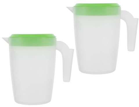 WHAMVOX Pichet Plastique avec Couvercle 1l, Lot de 2, Récipient à Boisson Polyvalent et Étanche, pour Bars et Restaurants Réutilisable