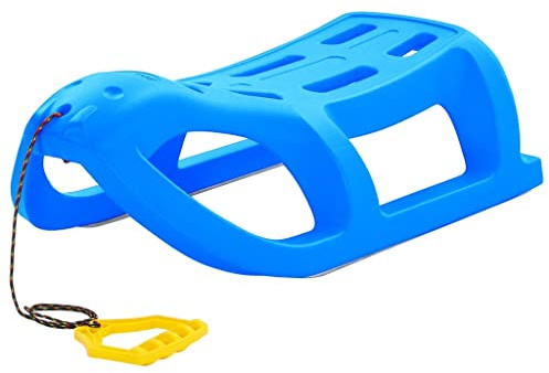 QUAHEAS Schlitten Blau 80x39,5x25,5 cm Polypropylen mit Stahlkufen Zugseil Rodel Bob Schneerutscher für Kinder Erwachsene Winter Outdoor Berg Piste Familie Spaß