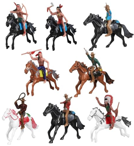 GTYLF 8-teiliges Western Cowboy und Pferdefiguren Set für und Kleinkinder als Bauernhof oder Heimdekoration, Indian Ridings Puppen Set