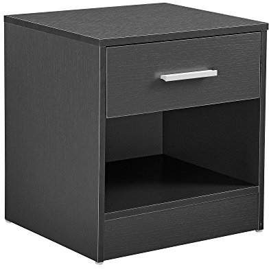 [en.casa] Eleganter Nachttisch mit Schublade und Ablagefach Nachtschrank Grau Schubladentisch Nachtkommode