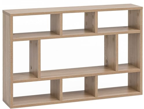 Wohnling Wandregal WL5.809 Sonoma Eiche 75x51x16 cm Holz Hängeregal Modern, Design Wandboard Freischwebend, Holzregal Regal für die Wand, Bücherregal Schmal, Dekoregal Schweberegal Wohnzimmer