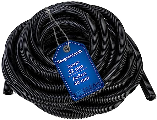 DeClean 7 Meter Staubsaugerschlauch Meterware 32mm Ø Innen, Saugschlauch, Reparaturschlauch, Schlauch für Staubsauger in hochwertige Industriequalität