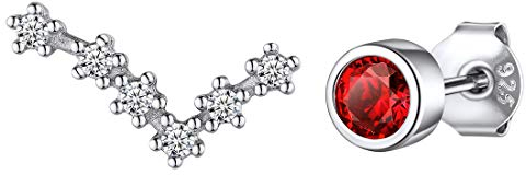 ChicSilver damen Silber Ohrringe 925er Sternbild OhrSchmuck Fische Ohrringe mit Rubin als Hochzeit/Geburtstag/Valentinstag/Weichnachten Geschenk