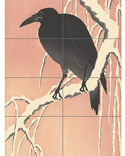 Artery8 Ohara Koson Crow On Snowy Branch Japanese Painting XL Giant Panel Poster (8 Sections) Schnee japanisch Gemälde
