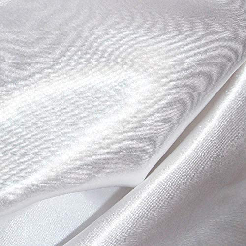 White Silky Satin Fabric by The Meter Polyester 150cm 60 Inch Wide