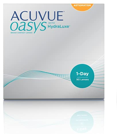 ACUVUE OASYS 1-Day for Astigmatism Kontaktlinsen – Tageslinsen mit angenehmem Tragegefühl – -1.5 dpt, Cyl -0.75, Ach 110 und BC 8,5 – Mit UV Schutz und Austrocknungsschutz – 90 Linsen