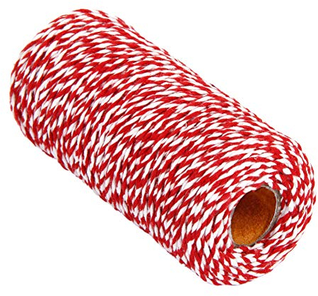 Spago in cotone, spago rosso e bianco, per macellai, per cuocere la cottura fai da te, confezione da 100 m