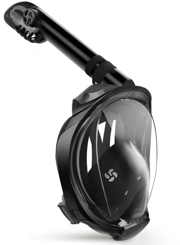 Greatever G2 Full Face Snorkel Mask with Latest Dry Top System,Foldable 180 Degree Panoramic View Snorkeling Mask with Camera Mount,Safe Breathing,Anti-Leak&Anti-Fog