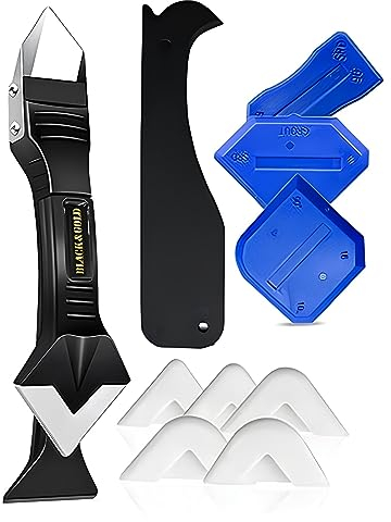 3-in-1-Silikon-Dichtungswerkzeuge (inkl. Edelstahlkopf), Versiegelungswerkzeug, Fugenschaber, Wiederverwenden und Ersetzen von 5 Silikon-Pads, perfektes Werkzeug für Badezimmer, Küche, Spüle, Gelenk