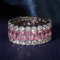 SONGK Anello a Fascia in Pietra con zirconi Rosa per Gioielli Moda Donna Anello di Fidanzamento Matrimonio Wedding