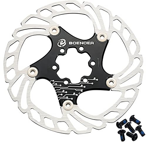 Boenoea 140mm 160mm 180mm 203mm Fahrrad Schwimmende Bremsscheibe mit 6 Schrauben für Mountain Rennrad MTB BMX, Schwarz