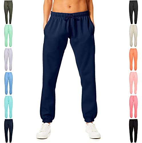 Light & Shade LSLPNT006 Ladies Soft Touch Loungewear Sweatpants Joggers Jogging Pants Bottoms, Navy, XS