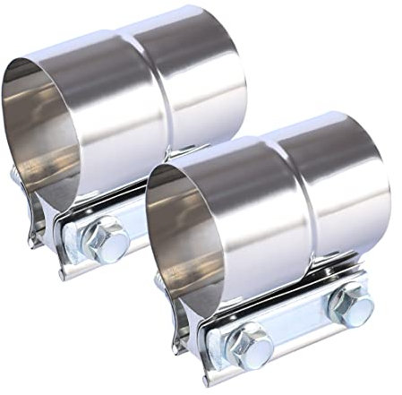 BATONECO 2 Inch Lap Joint Exhaust Band Clamp Exhaust Repair Preformed For Exhaust Pipe Connection Stainless Steel (2 2 Packs)