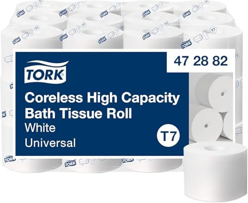 Tork Coreless High-Capacity Toilet Paper Roll White T7, Universal, 2-ply, 36 x 1100 Sheets, 472882