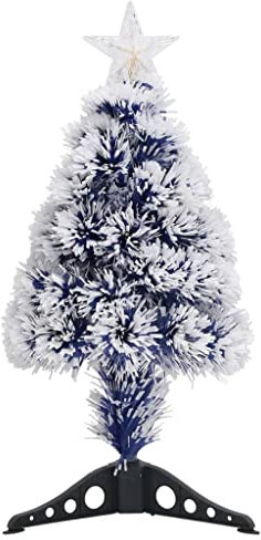vidaXL Albero di Natale Preilluminato Decorazioni Natalizie Illuminazione Addobbi Feste FESTIVITÀ Invernali Bianco e Blu 64 cm in Fibra Ottica