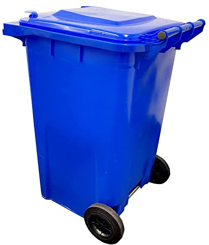 240 Litre Large Outdoor Blue Standard Size Household Wheelie Bin With Handle Lid & Wheels