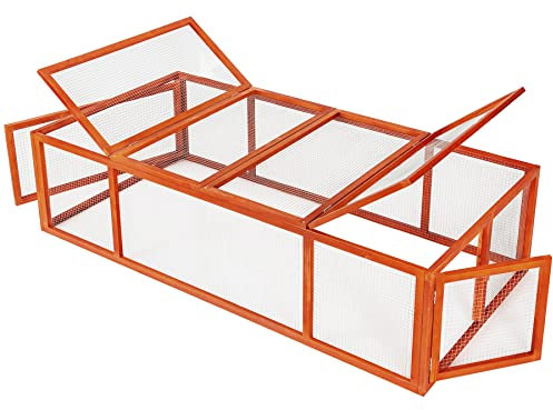 tectake® Clapier Lapin Exterieur Cage Cochon d'Inde Cage Lapin & Autres rongeurs 181 x 90 x 48 cm en Bois imperméable avec Parc XXL Sol sans Fond 2 Portes verrouillables & Toit ouvrant