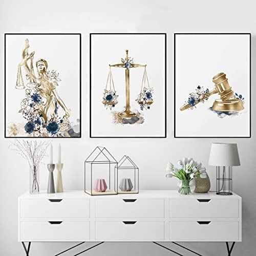 AIVYNA Rechtsanwalt Lady Justice Law Patent Poster Und Druck Home Decor Law School Abschluss Wandkunst Leinwand GemäLde Anwalt BüRo Dekor Rahmenlos 30×40cm×3pcs