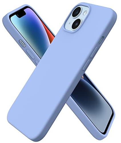 ORNARTO Compatible with iPhone 14 Case 6.1, Slim Liquid Silicone 3 Layers Full Covered Soft Gel Rubber Case Cover 6.1 inch-Light Blue