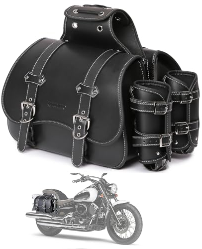 Borse laterali in pelle ad alta densità per moto,borse da sella,borse laterali con portabicchieri,impermeabile, borsa portautensili laterale, borsa portautensili per moto, universale,1paio,L,nero