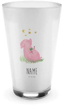 Mr. & Mrs. Panda Personalisiertes Glas Schwein Glück - Personalisierte Geschenke, Cocktailglas Mit Gravur, Weinglas, Sektglas Namen, Ziele, Sterne, Träume, Trinkglas, Likörglas, Bierglas, Motivation