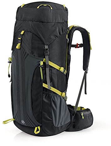KLZUOPT Wanderrucksack Outdoor-Reiserucksack Professionelle Wander-Klettertasche mit Federungssystem Camping-Wanderrucksack Sporttasche (Color : Black 55L 1PCS)