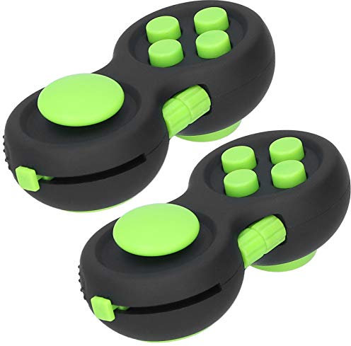 2 PCS Skin Picking Pad Toy, 9 Funciones de Joystick Respiración Rotación Flip Scroll Cordón Fijación Haga Clic en Mover y Masajear Juguete en la Yema del Dedo Fácil de Llevar (Verde negro)