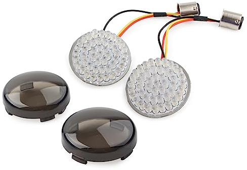 FSFY 1157 Blinker vorne/hinten mit getönten Linsenabdeckungen für Harley Dyna Road Street Glide Road King Iron 883 Street Bob, weiße und gelbe Glühbirne