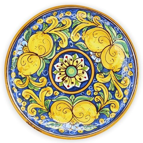 SICILIA BEDDA CAPACI Piatto Ornamentale in Ceramica Caltagirone - Ø 25 cm ca. (1Unità) con Diverse opzioni Decoro - Decoro 2