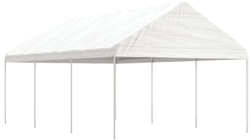 GuyAna Pavillon mit Dach Weiß 6,69 x 4,08 x 3,22 m Polyethylen Pergola Pavillion Winterfest