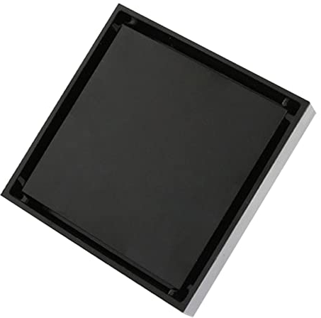 Unsichtbarer Bodenablauf, 10,2 cm, quadratisch, unsichtbar, Edelstahl, geruchshemmend, Badezimmer-Bodenablauf, 1,3 mm, befliesbar, schwarz