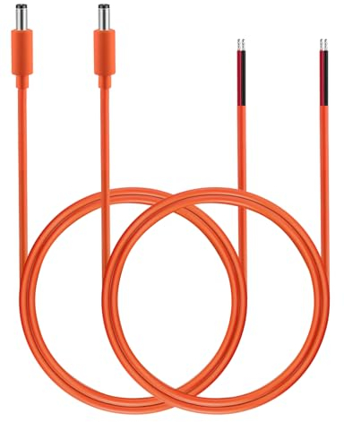 Tonton 1M DC Strom Pigtail Kabel 2PACK, DC 5,5MM x 2,1MM Stecker zum Bare Wire Open End Reparaturkabel, Stecker auf blankes Drahtende Stromkabel für Überwachungskamera, DVR, LED-Streifen (Stecker)