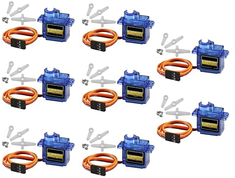 HUAZIZ 8 Pièces 9G Kit de Moteur Micro servomoteur pour Bras de Robot RC/Main/Marche hélicoptère Avion Voiture Bateau contrôle avec câble, Mini servos Projet Arduino