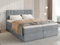 BROMARKT Boxspringbett mit Bettkasten Polsterbett mit Bonell-Matratze und Topper Doppelbett mit Stauraum Bett für Schlafzimmer gepolstertes Kopfteil Denver 180x200 Härtegrad H3 Samtstoff Grau