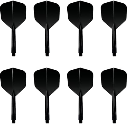 Darts Schäfte Dart Flights mit Schaft - Dart Schäfte und Flights Darts aus Einem 2BA Darts Zubehör für Dart Barrels mit Gewindedurchmesser, Anti-Fall- und langlebige Dartblätter(80mm Schwarz 8 Stück)