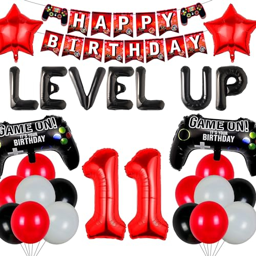 LaVenty Video Game 11th Birthday Decorations for Boys Gaming Balloons Gamer Balloons Gaming Party for Men Boys