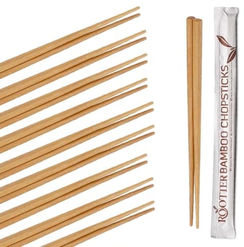 Tezraftaar® 100 Pairs Wooden Chopsticks Lightweight Bamboo Chopstick for Sushi Rice Noodle's Chinese Japanese Tableware Asian Cuisine