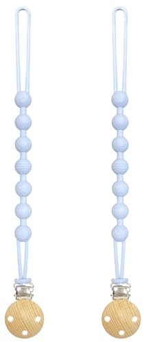 Yoolhamy Catenella Portaciuccio, 2Pcs Catenella Ciuccio Silicone, Flessibili Morbide Clip per Succhietto per Bambini e Bambine (2pcs Blue)