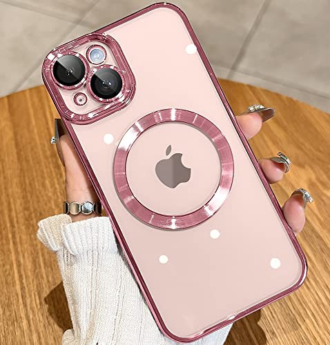JUESHITUO for iPhone 13 Case with Integrated Camera Lens Protection [Military Grade Drop Protection] for Magsafe Women Men iPhone 13 Cover Case 6.1 Pink