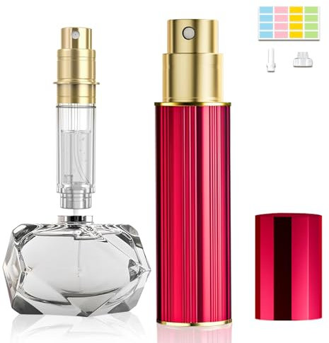 JOOMOKO Parfümzerstäuber Nachfüllbar 10ml, Mini Parfüm Zerstäuber für Unterwegs Parfüm Abfüller, Sprühflasche Klein für Parfum, leer Parfüm Zerstäuber Sprühflasche für Reise (Rot)