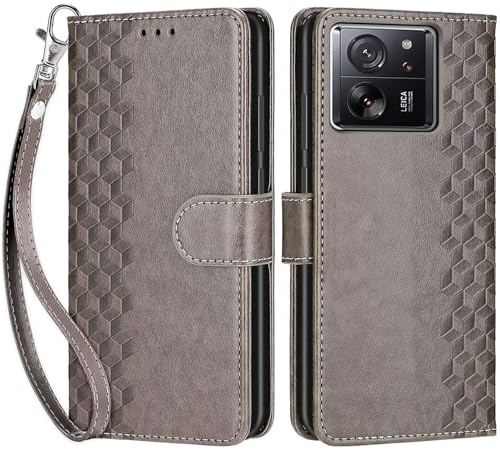 SIENIANLINE Handyhülle für Xiaomi 13T / 13T Pro Hülle Würfel - Grau | 3 Kartenfächer & 1 Geldfach, Magnetverschluss, Ständerfunktion, robuste premium PU leder klapphülle für Redmi K60 Ultra